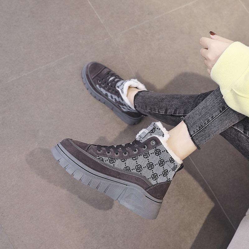 Damenstiefel Schneestiefel Wintermode Plus Samt Warme Stiefel Lässige Baumwollschuhe Damenschuhe