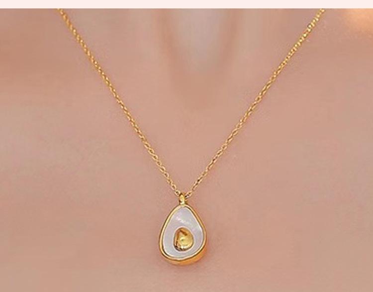 Exquisite Light Luxury Gold-Plated Avocado Pendant Necklace with Long-Lasting Titanium Steel Clavicle Chain