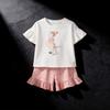 Mädchen Sommer Outfit Zweiteilig Baumwolle Kurzarm Hose Set Für Kinder 3-8 Jahre