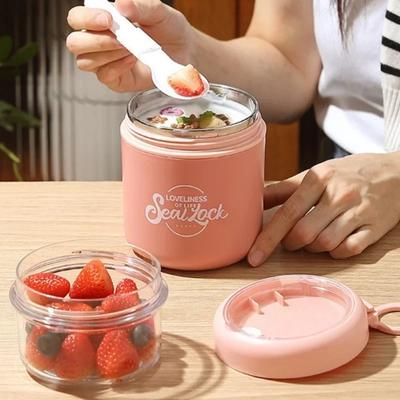 Stainless Steel Soup Bowl and Soup Cup Portable Leak Proof Insulation Breakfast Milk Bowl with Spoon Outdoor Food Container