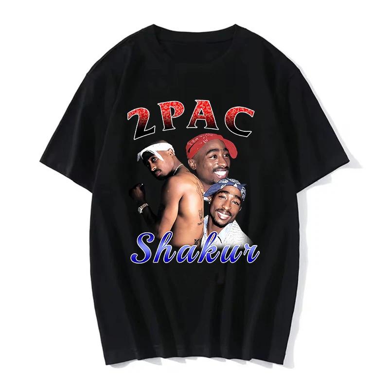 Mode T-Shirt Rapper Tupac Top Hip Hop Streetwear Kurzarm T-Shirt Herren- und Damen-T-Shirts Harajuku Übergröße Kleidung