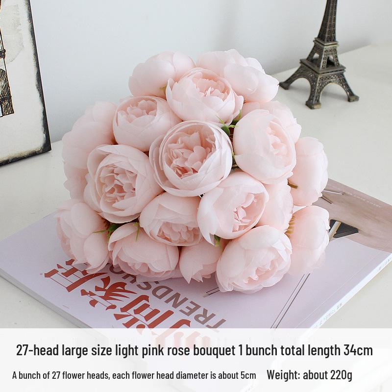 27 Boccioli di Camelia e Rosa Bouquet da Sposa - Fiori Artificiali in Seta per Matrimoni e Celebrazioni