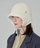 Bajal Va Curved Circle Logo Flap Bonnet Hat Cream