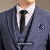 Antonio Men's Peak Lapel Striped 3-Piece Business Suit