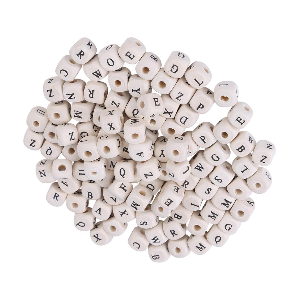 100pcs Mixed Maple Square Bead Letter Cube Loose Spacer Beads For DIY Jewelry Making