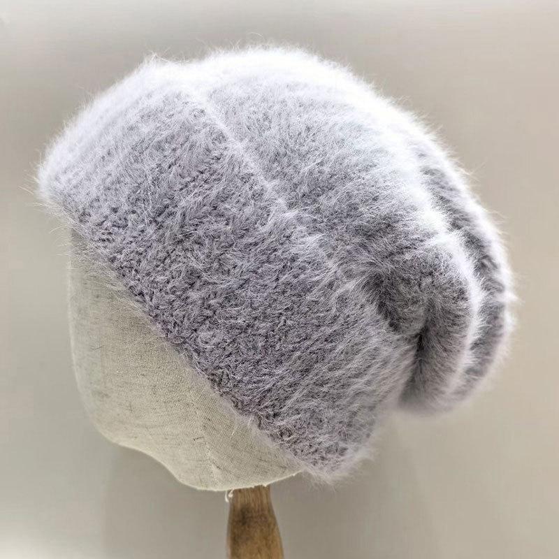 Luxury Rabbit Fur Knit Hat For Women Winter Beanie Soft Thermal Fleece Lining Windproof Cold Weather Accessory Keep Warm New