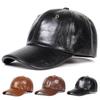 Unisex Copper Buckle Pore PU Leather Adjustable Designer Baseball Hat Hip Hop Caps Spring Autumn Outdoor Leisure Hats Travel Accessories for Women Men