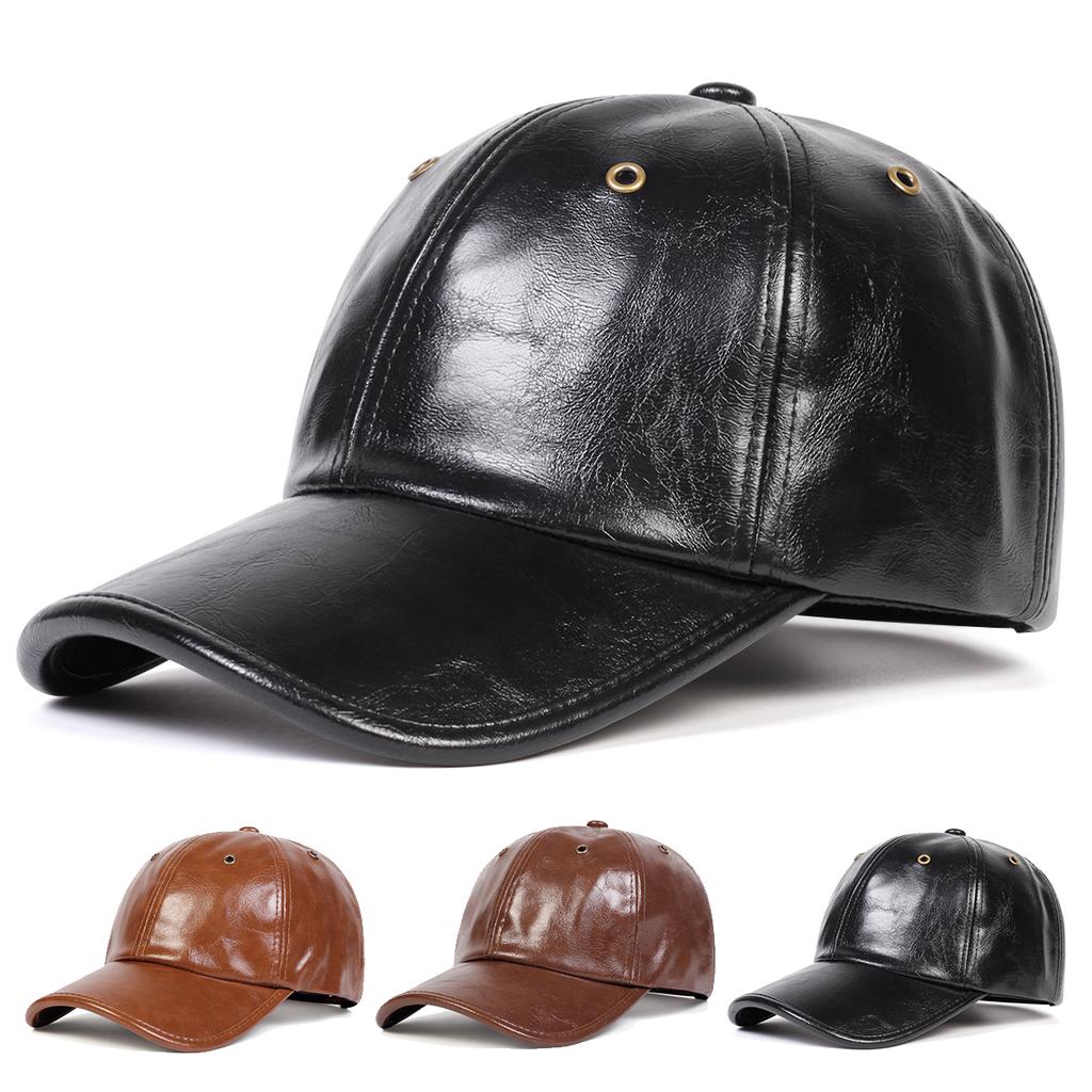 Unisex Copper Buckle Pore PU Leather Adjustable Designer Baseball Hat Hip Hop Caps Spring Autumn Outdoor Leisure Hats Travel Accessories for Women Men