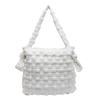 High Capacity Cloud Grid Tote Bag  Foldable Leisure  Ultra Light  Solid Color  Single Shoulder Bag  New Fashion Style  Winter
