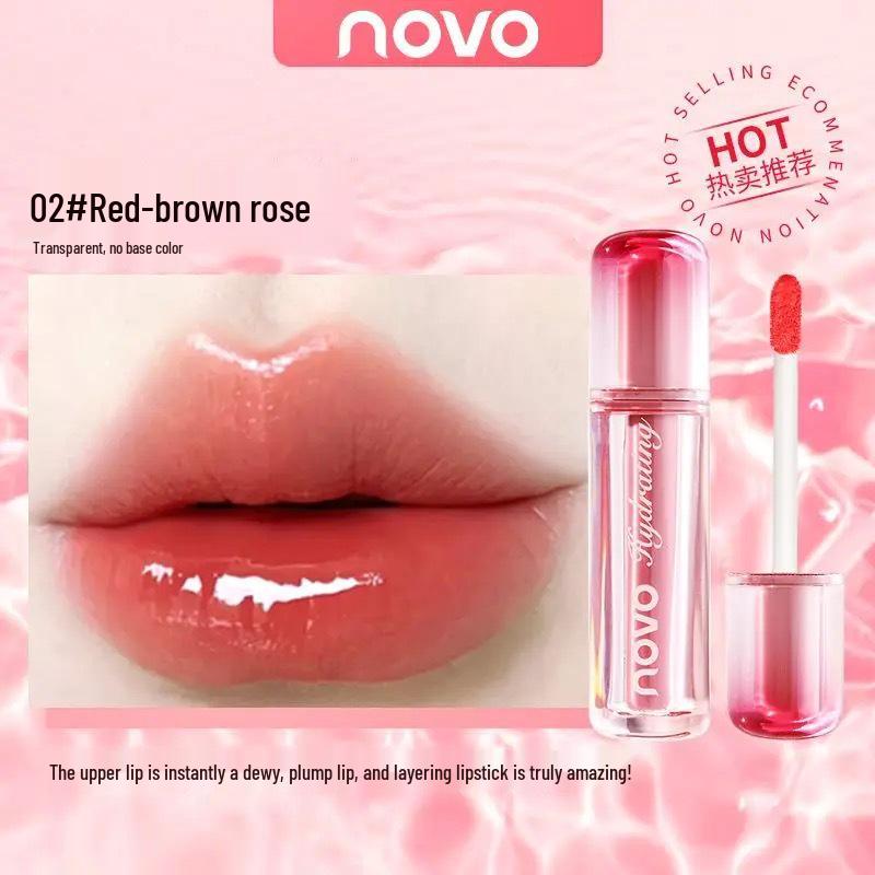 NOVO Zero-Sense Watery Gloss Lip Glaze: Mirror-like Moisturizing for Plump, Glossy Lips – Ideal for Female Students