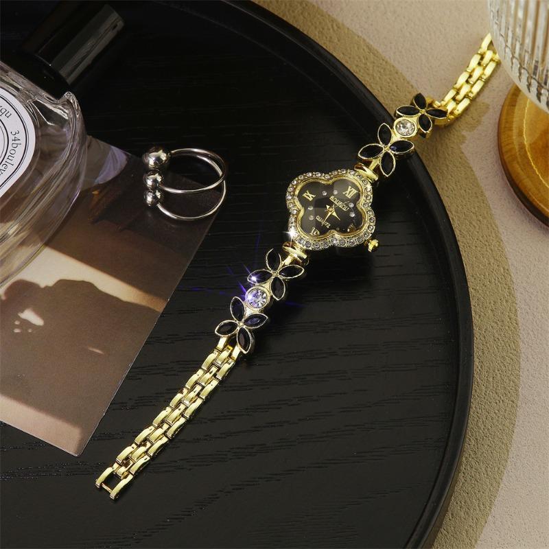 Fashion Clover Bracelet Quartz Watch Women's Colorful Gemstone Full Diamond Watch