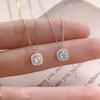 Elegant S925 Sterling Silver Diamond Square Necklace for Women – Luxurious Clavicle Chain Design