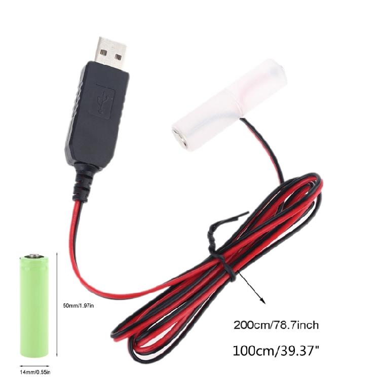AA Battery Eliminator Cable Cord with Type-C Converter USB or Type-C Input 5V2A