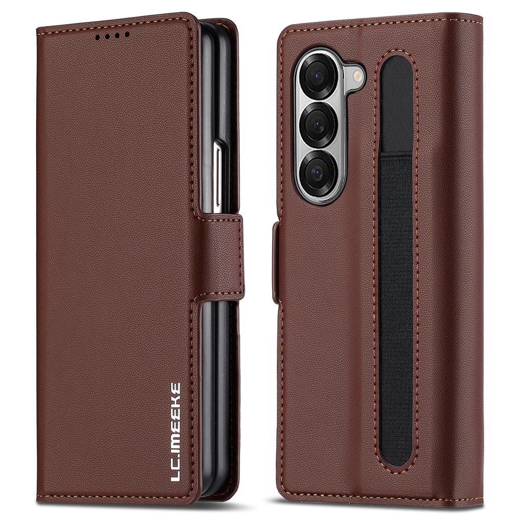 LC.IMEEKE L1 For Samsung Galaxy Z Fold6 5G Stand Case Texture PU Leather Wallet Phone Cover