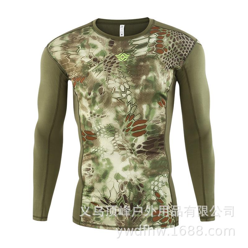 Brave Tactical Long Sleeves, Camouflage Python Pattern High Elastic Quick-drying Breathable Outdoor Bottoming Shirt