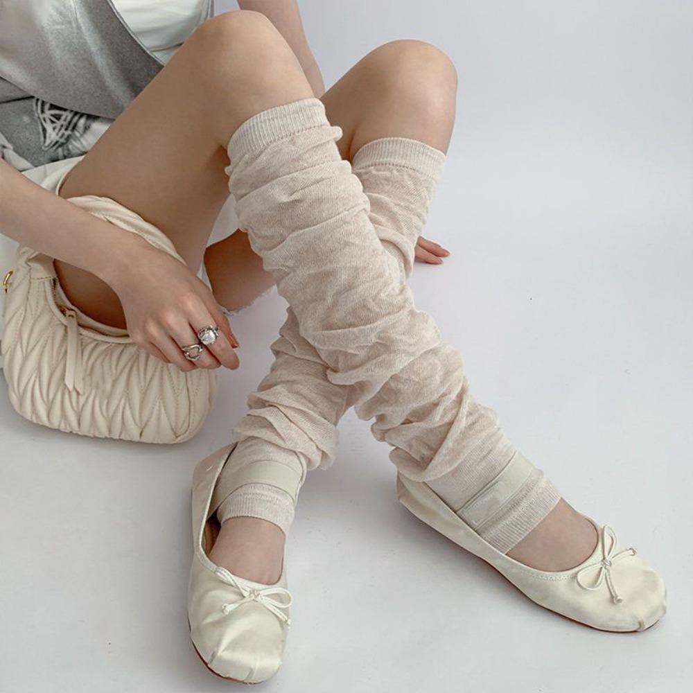

New Thin White Pile Socks Breathable Seamless Foot Sock Solid Color Ballet Socks Spring and Autumn One Size