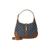 Gucci Jackie 1961 Gold Lock Monogram Canvas And Leather Shoulder Bag Women Shoulder Bag Brown Blue 636706-2KQGG-8375