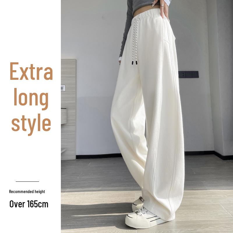 Women's Blue High-Waisted Slim-Fit Wide-Leg Pants - Pear-Shaped, Slimming, Loose Casual Trousers for Autumn 2025.