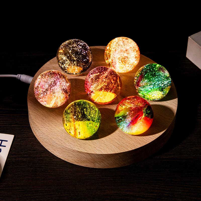 Fantasy Colorful Glass Star Ball Luminous Planet Astronomy Planets Ball Fantastic Style Home Decoration Cosmic Model Xmas Gift