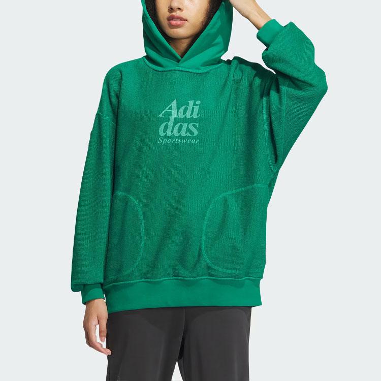Adidas Reversible Hoodie With Letter Logo Print Unisex Hoodies Smoke-Green IZ1617