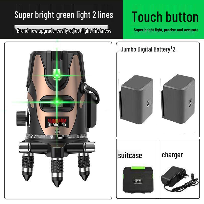 High Precision Outdoor Laser Level with Infrared, Blue, and Green Light - 2, 3 & 5 Lines, Auto-Leveling, Imported LD.