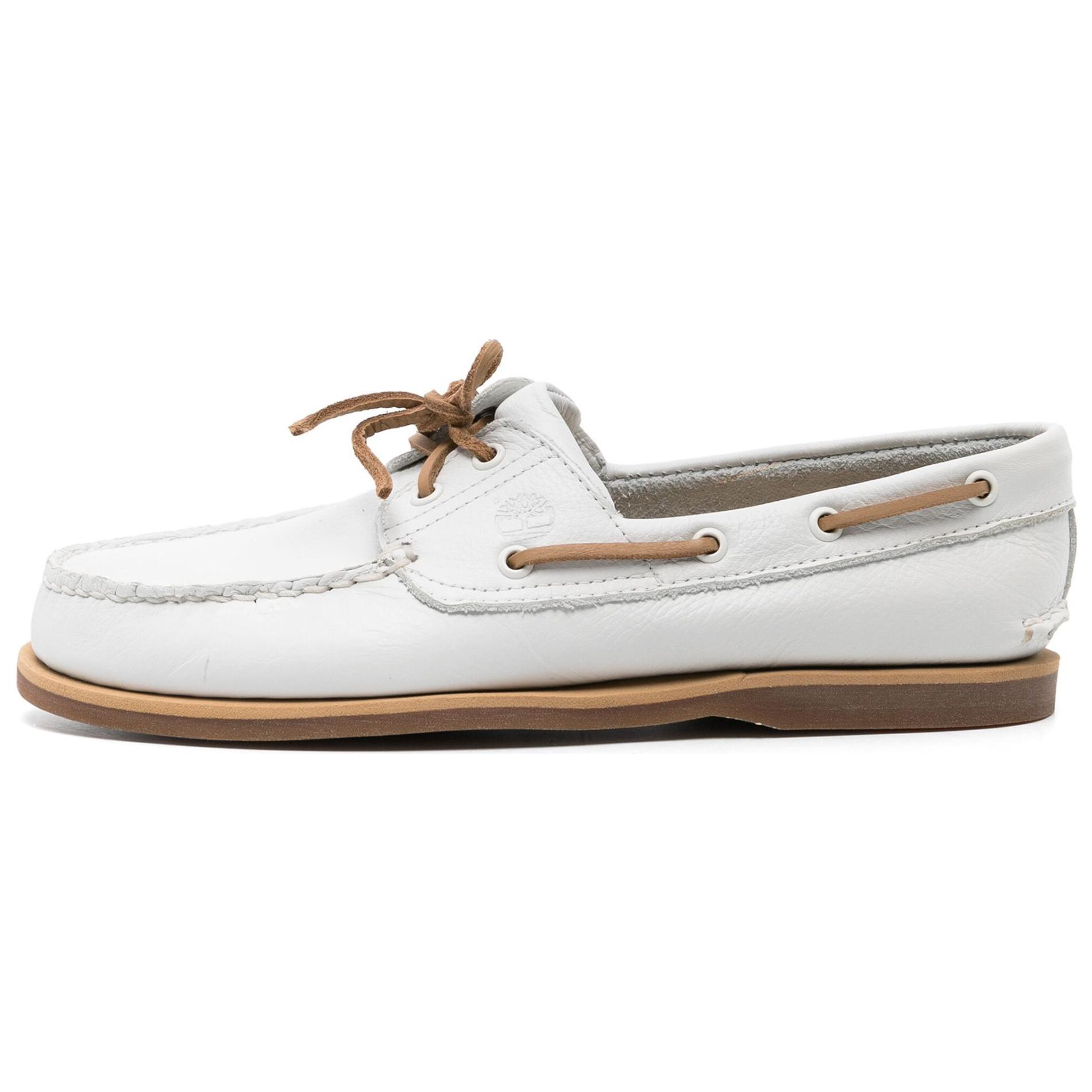 Timberland Men s Classic Leather Boat Shoe White Full Grain A412XEM2 43