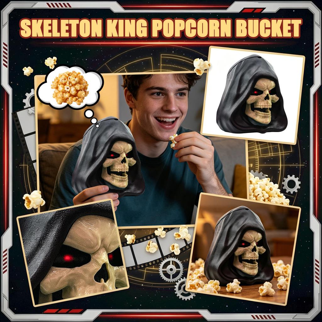 Skull Head Popcorn Bucket with Hooded Design Durable Material for Themed Events and Collectibles Suitable for Indoor Use