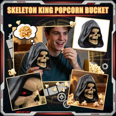 Cubo de Palomitas con Cabeza de Calavera con Diseño con Capucha Material Duradero para Eventos Temáticos y Coleccionables Adecuado para Uso en Interiores