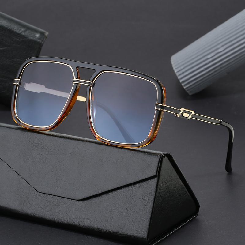 Oversize Sunglasses Fashion Square Metal Glasses Double Bridge Men Gradient Sunglasses Women Eyewear