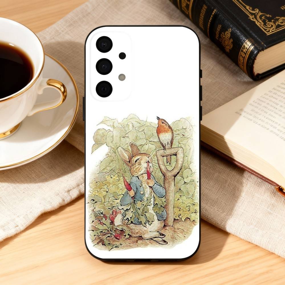 Cute Role P-Peter R-Rabbit Phone Case For Samsung Galaxy A73,A72,A71,A70,A53,A52,A51,Soft Silicone Black Cover