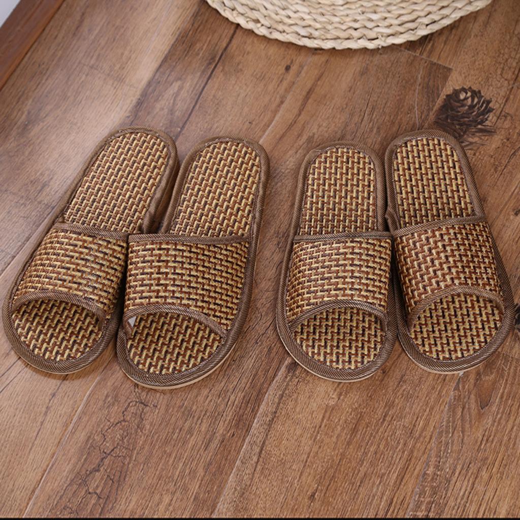 Couple Home Slippers Rattan Straw Woven Men And Women Slippers Summer Sandals