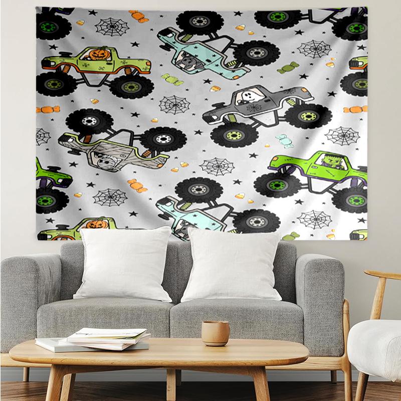 Truck Print Tapestry, Backdrop, Easy Setup, Ideal for Bedroom, Office & Living Room, with Aesthetic Wall Hanging Decor.