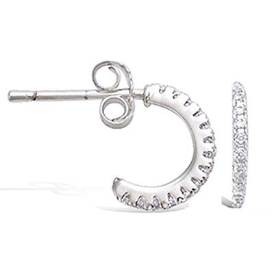 [P7023] - Silberne Creolen 'Sissi' weiß (rhodiniert) - 10 mm 1 mm