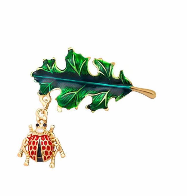 

Брошь Лист Божья коровка Зеленый Лист Эмалевые Броши для Женщин и Мужчин Сплав Стразы Насекомые Растения Банкет Вечеринка Свадебная Брошь