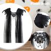 Women Halloween Cape with Feathered Neckband Black Performance Costume