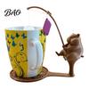 Hamster Coaster Fishing Animal Tea Bag Holder, 3D Printed Heat-Resistant Coaster, Accessory for Turtle Cup and Coffee Mug, Gift Lovers & Enthusiasts
