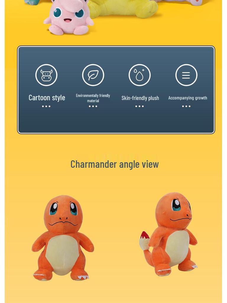 Authentic Pokémon Plush Toy Set: Pikachu, Squirtle, Bulbasaur, Charmander