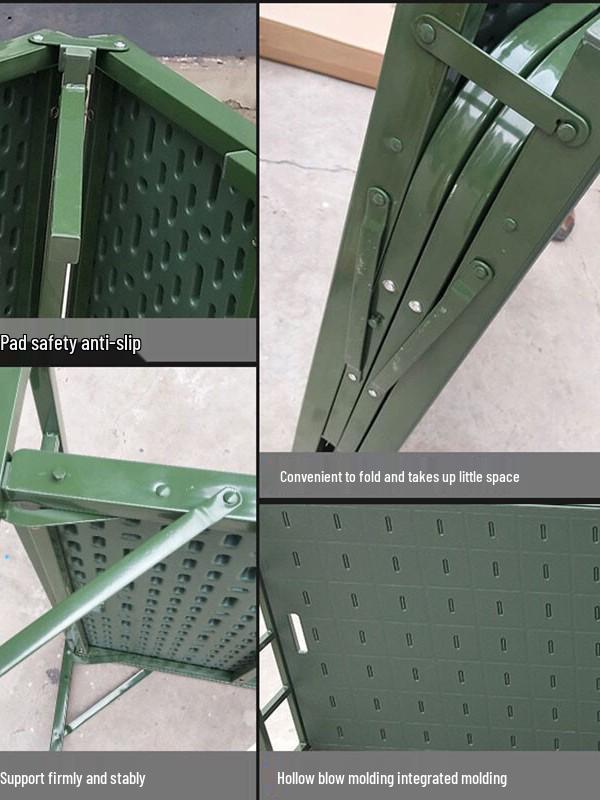 Steel-Plastic Folding Camping Bed - Two-Fold Outdoor Disaster Relief Bed
