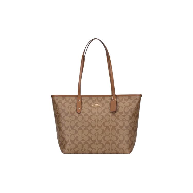 COACH City Zip Tote Kanvas Ādas
