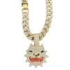Hip Hop Diamond Pitbull Pendant Cuban Chain Alloy Full Diamond Trend Brand Accessories Personalized Men'S Street Rap Necklace