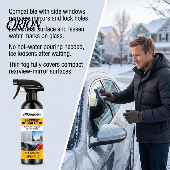 Winter Auto Glass Defroster Car Ice Melting Spray, 120ml De-Icer for Windshield Windows Mirrors, Clear Vision Spray Fast Acting Remover with
