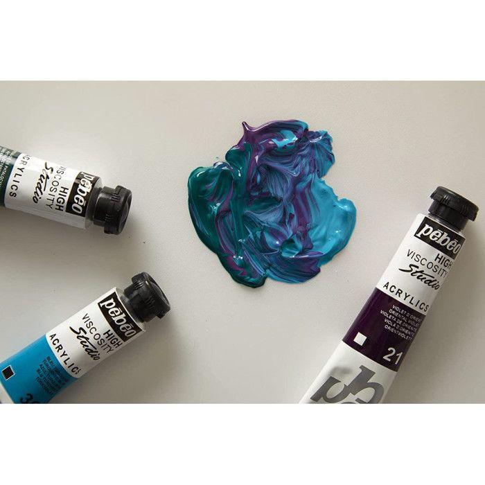 Peinture acrylique - PEBEO - Studio Acrylics - 40 tubes de 20 ml - Multicolore - Adhérente et indélébile