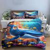 Ocean Life Decor Set Bedding Set with 1 Duvet Cover 2 Pillowcases Single Double King Queen, Gift