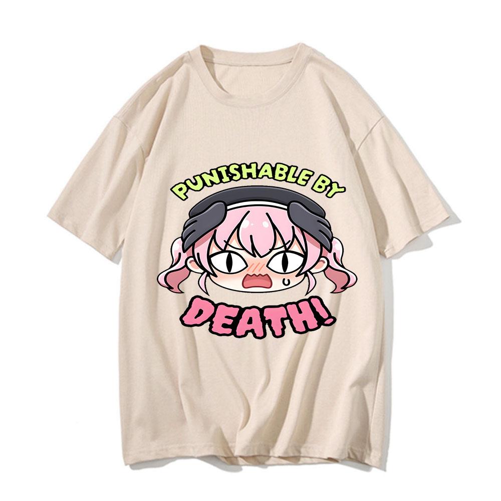 Blue Archive Punishable By Death Print T Shirt Rap Men's Women's Tshirt Cartoon Oversized Short Sleeve Casual Pure Cotton Tees