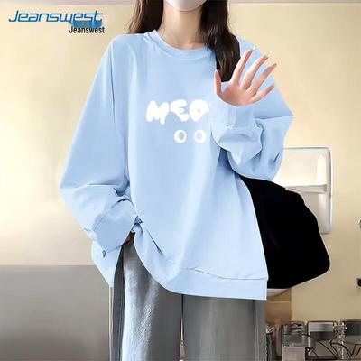 Jeanswest Women's Round Neck Cat Print Sweatshirt