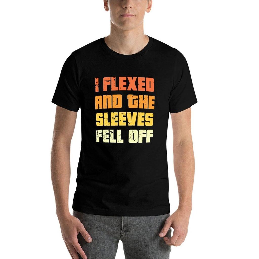 I Flexed And The Sleeves Fell Off Summer Bodybuilding Tshirt Simple Solid Color Crew Neck Tee
