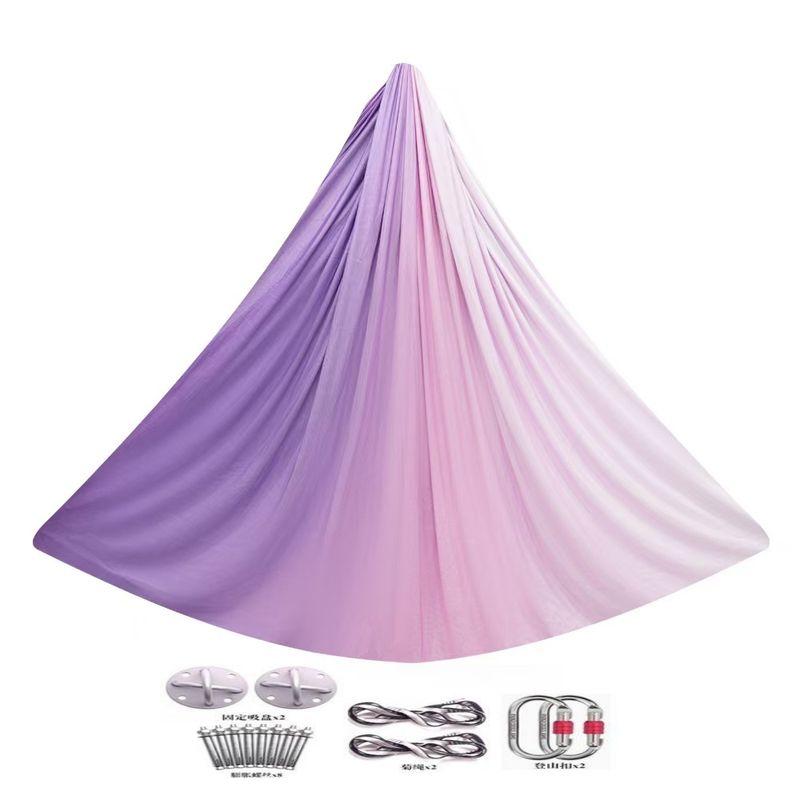 

Aerial Yoga Hammock Gradient Color High-Altitude Micro-Elastic Seamless Hang Rope Household Anti-Gravity Indoor Yoga Studio [5 m full set of Zi Xia Fairy, 2.6-3.2 m high]]