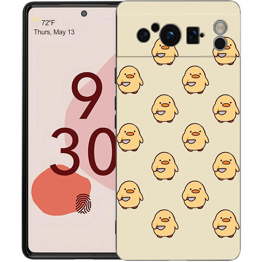 Phone Case For Google Pixel 8 A 7 6 Pro 6A 5G Black Soft Shockproof Back Cover Silicone TPU Shell Coque Cartoon Printed