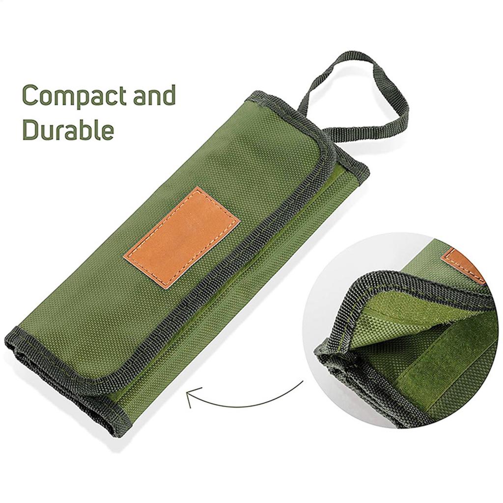 Camping-Geschirr Rolltasche Küchen-Kochutensilien-Set Reise-Organizer Multifunktionale Bestecktasche Halter Gabeln Löffel