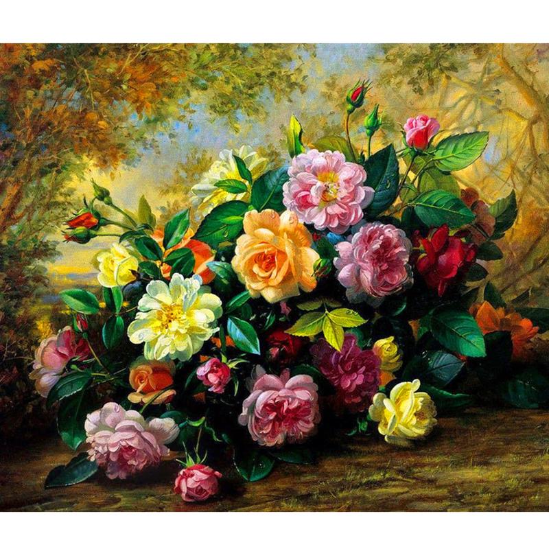 Buy Flower Pattern Canvas Draws Oil Painting DIY Handmade Number Kit Acrylic Painting Home Artwork Decor at affordable prices — free shipping, real reviews with photos — Joom